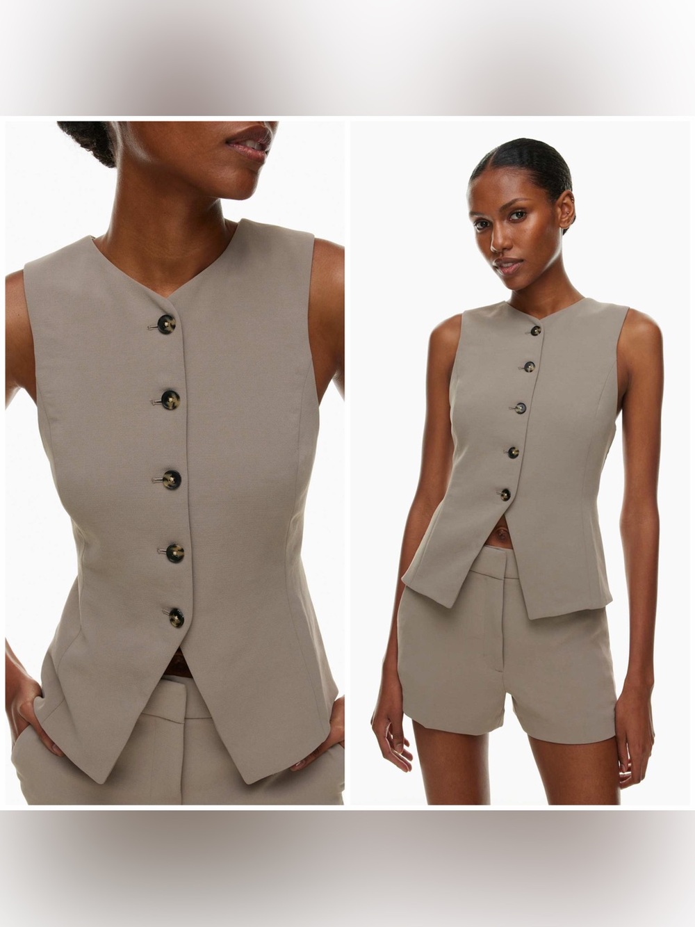 Wilfred Regal Women Suit Vest Aritzia Taupe Crepette Size 0